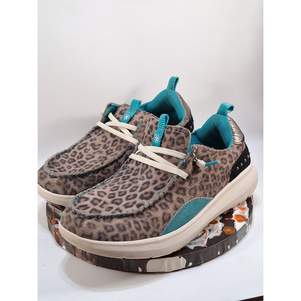 Ariana Hilo Women's Shoes Leopard Stud Turquoise Casual Slip On Sneakers Size 7